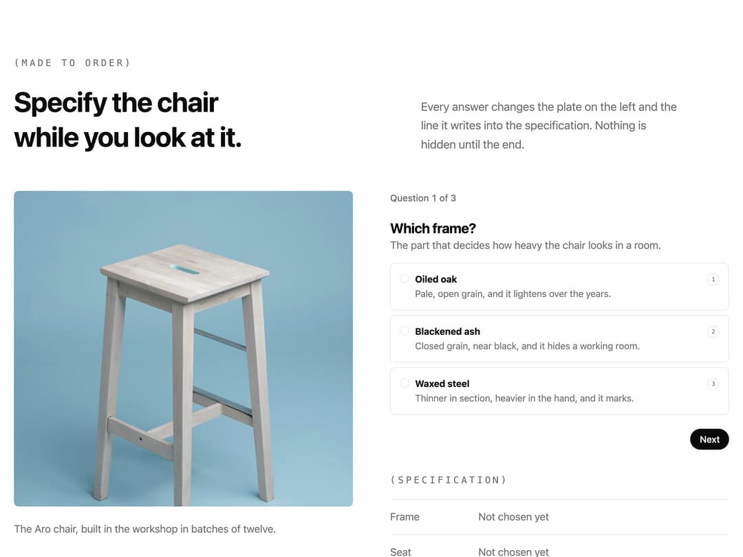 Live Product Configurator preview