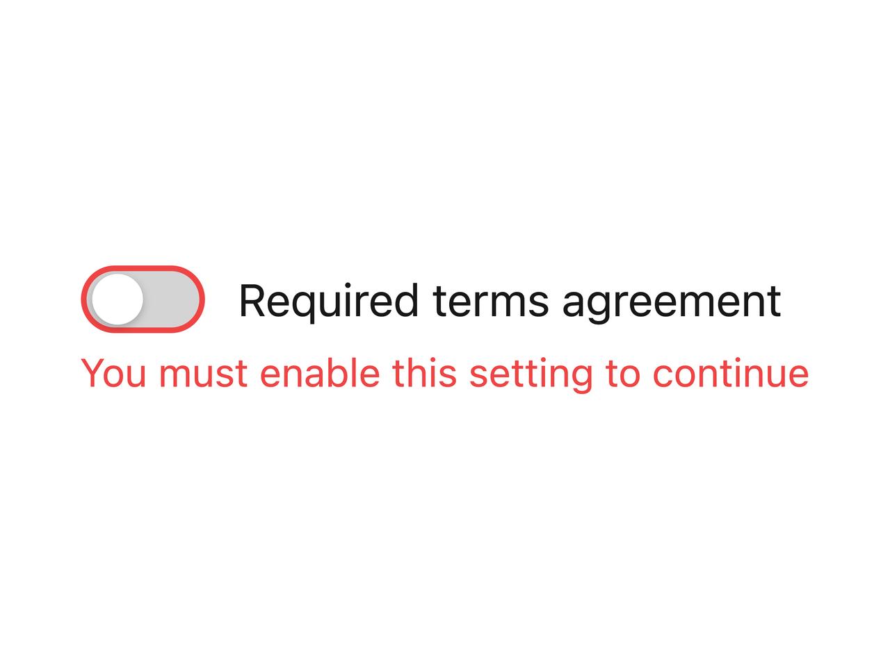 Switch with validation error preview
