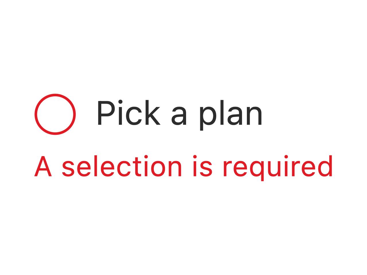 Radio group with error message preview