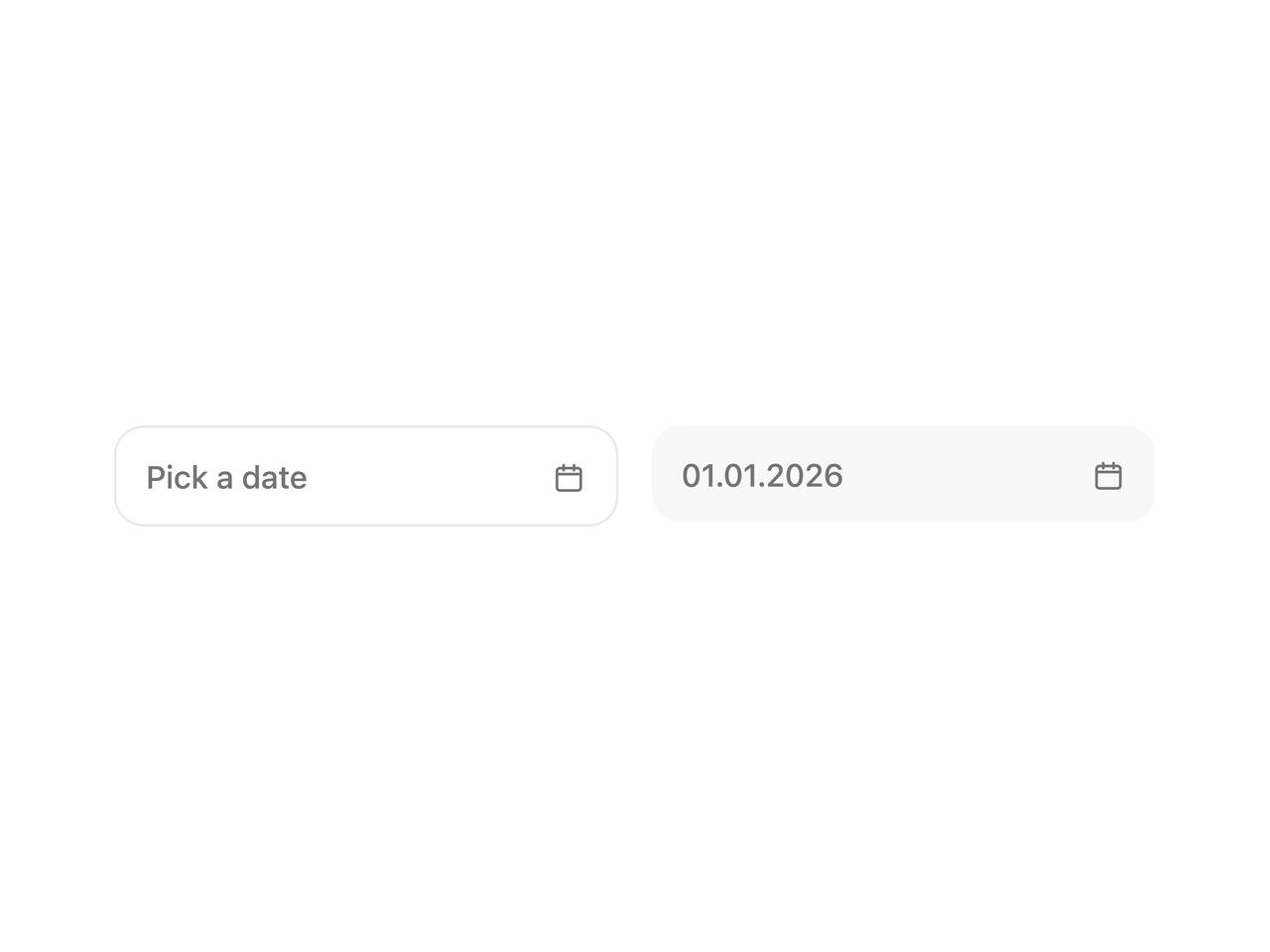 Empty and disabled date picker preview