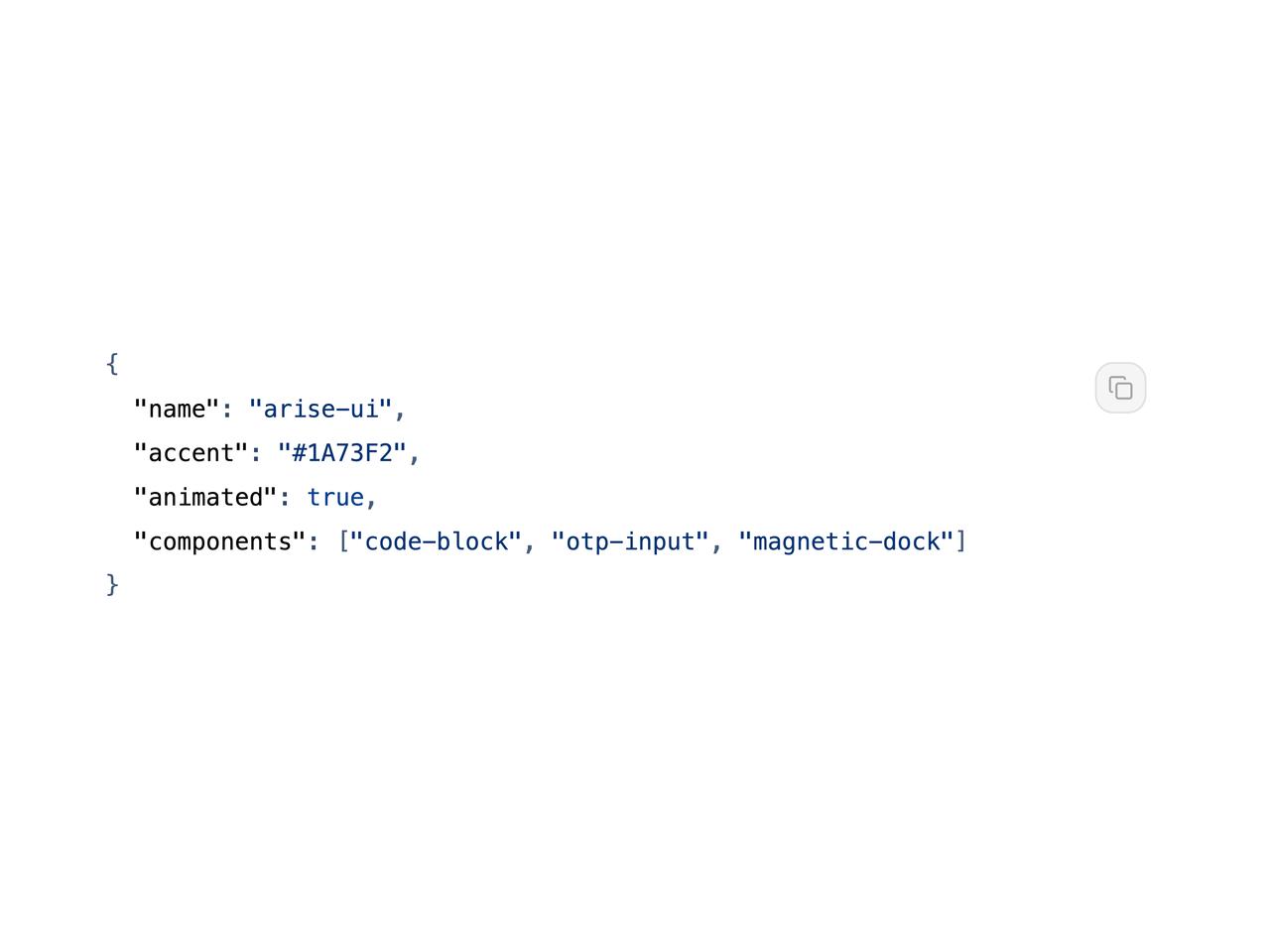 Frameless JSON code block preview