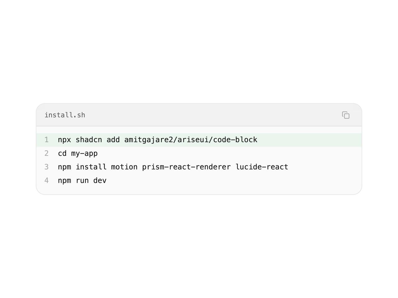 Highlighted lines code block preview