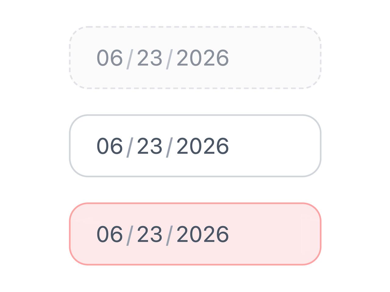Disabled, Read-only & Error Date Field preview
