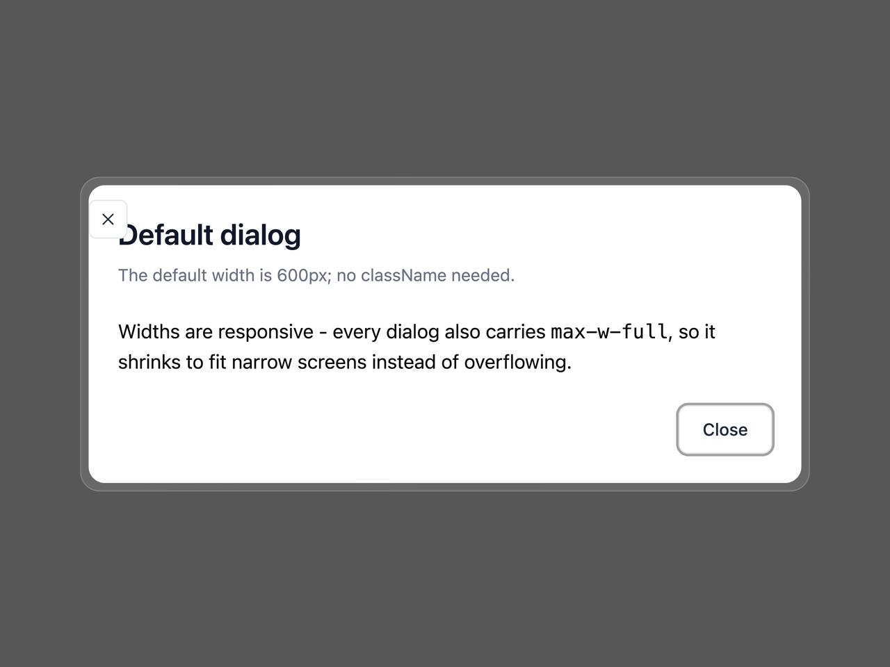 Dialog Sizing Variants preview
