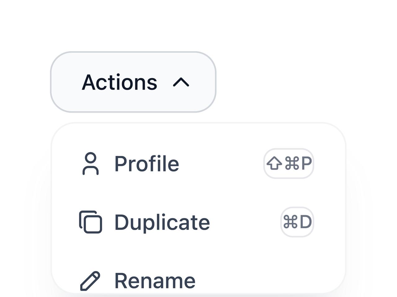 Actions Menu With Shortcuts preview