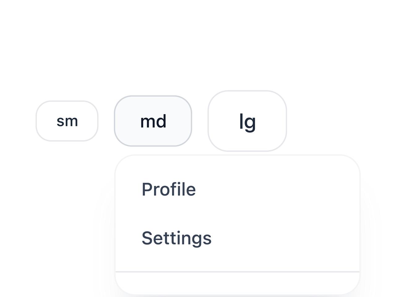 Dropdown Menu Sizes preview