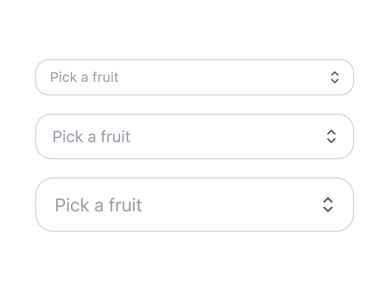 Small, medium and large select sizes preview