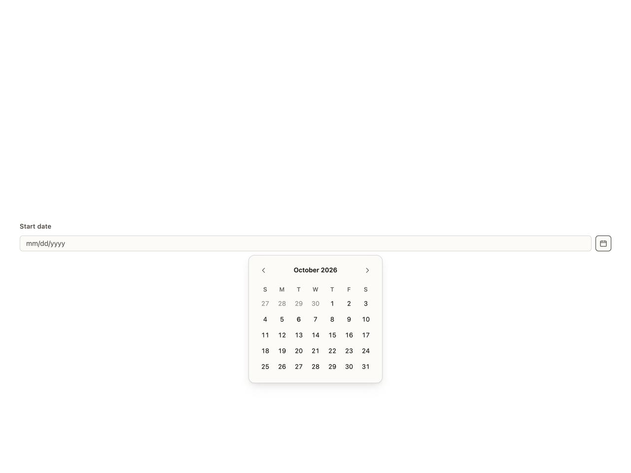 Single Date Picker preview