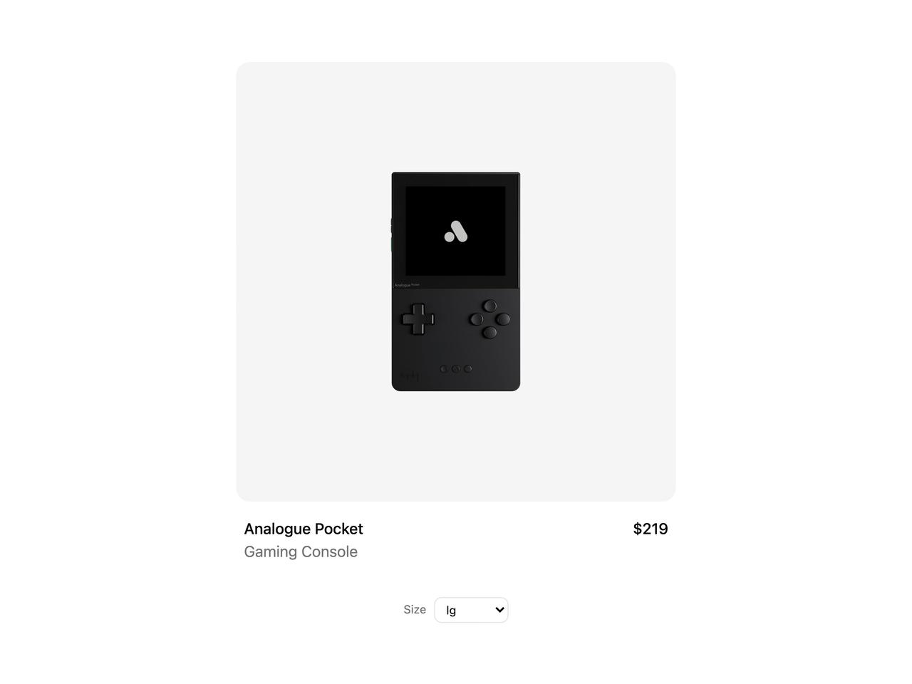 Product card sizes preview