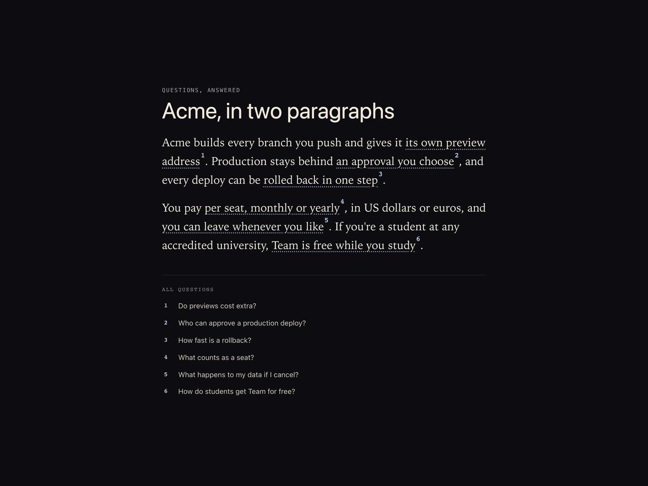 Night theme footnote faq preview