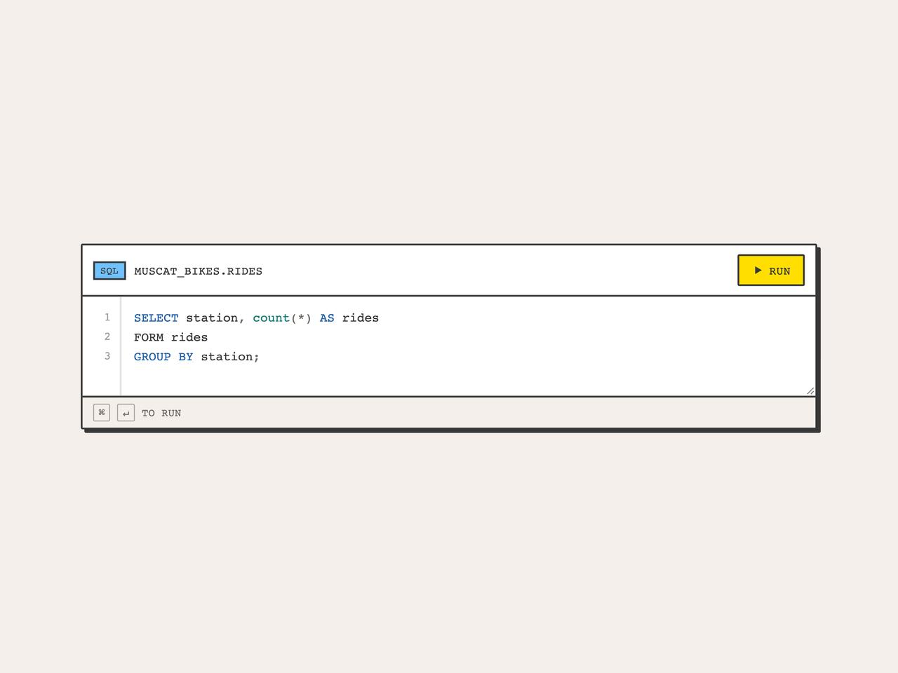 Query with a syntax error preview