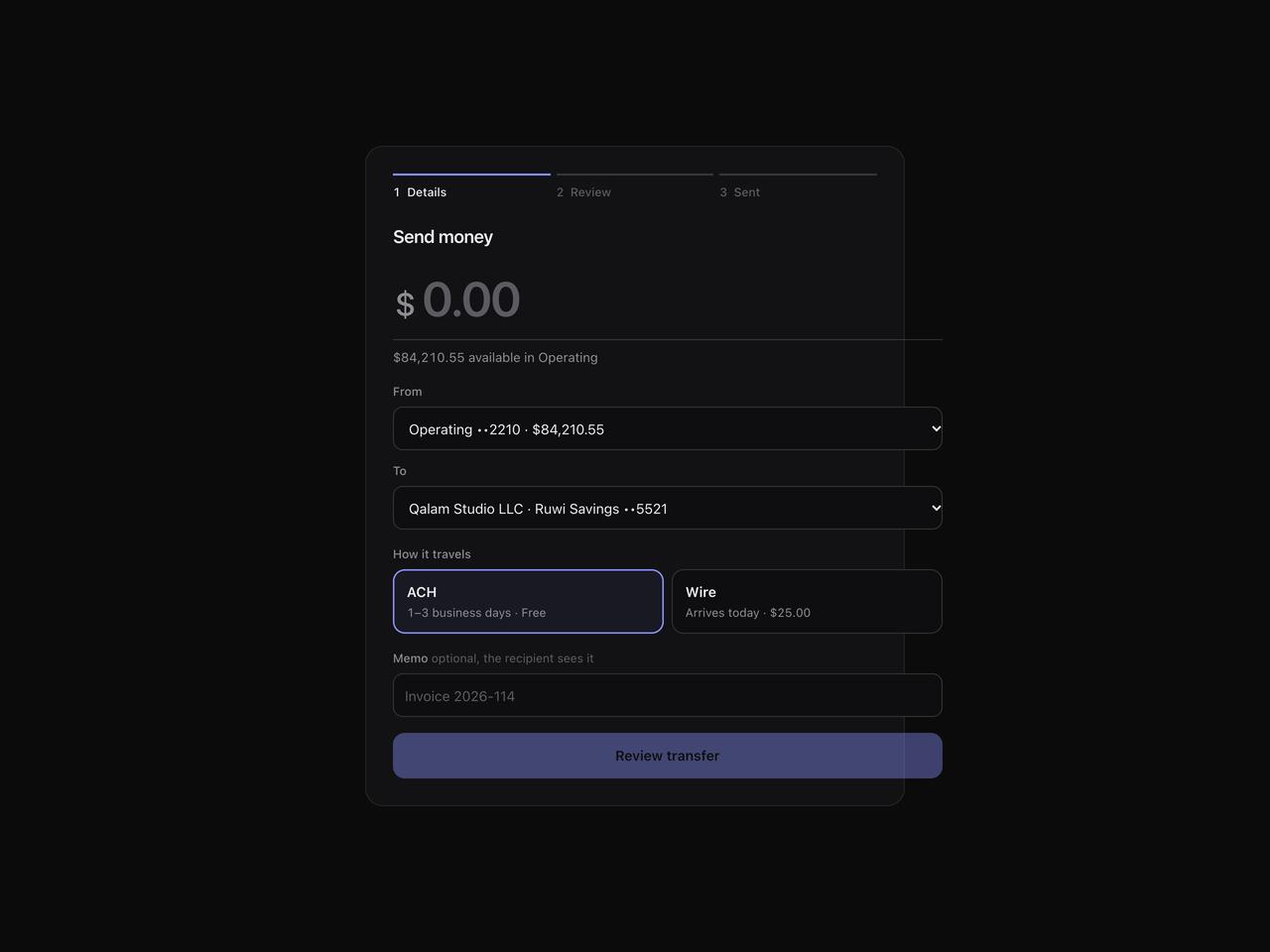 Dark transfer composer preview