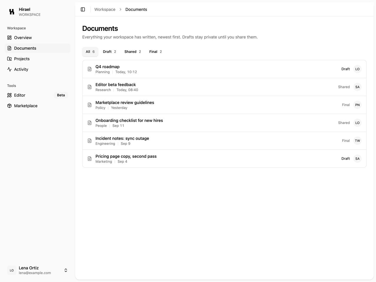 Default preview