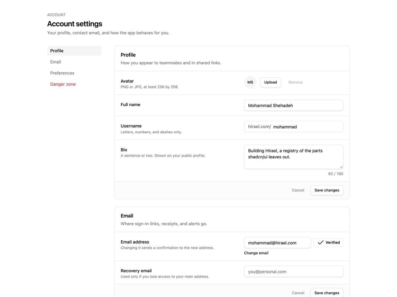 Default preview