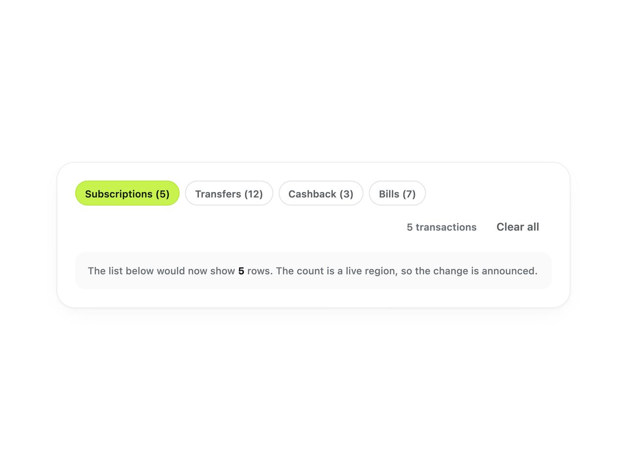 Transaction Filters preview