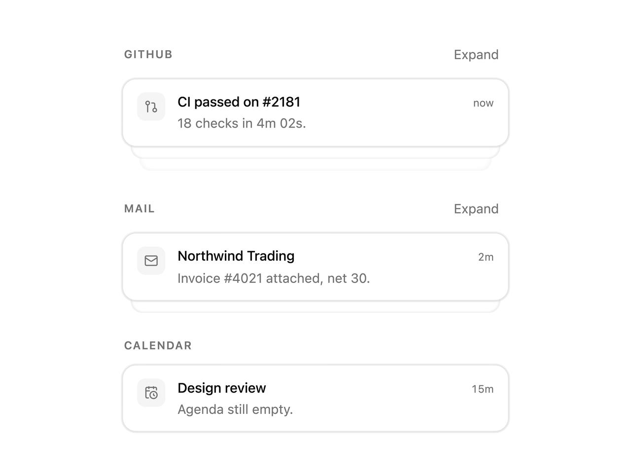 Grouped by source notification stacks preview