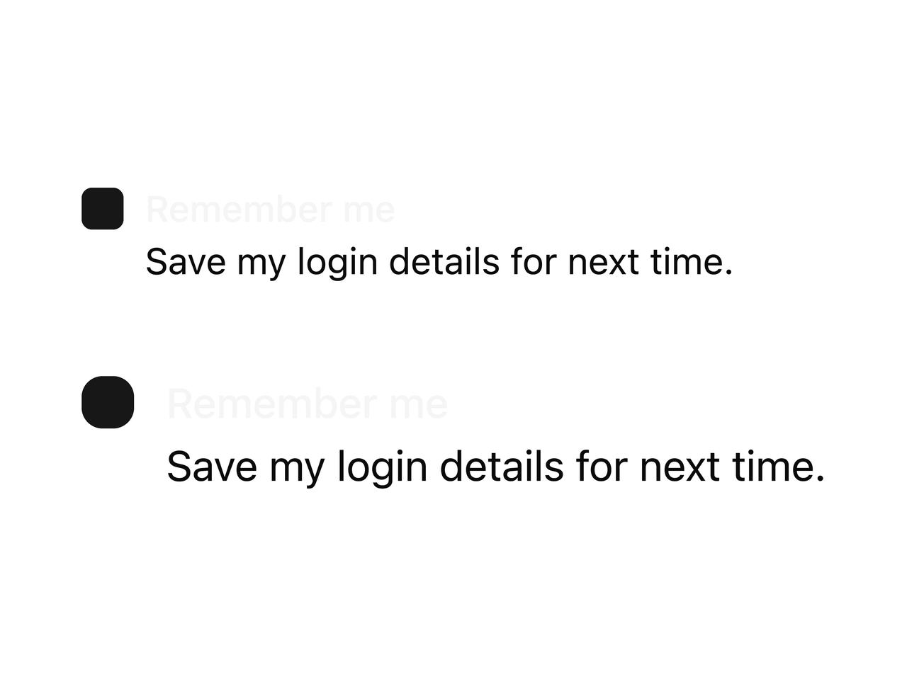 Checkbox sizes preview