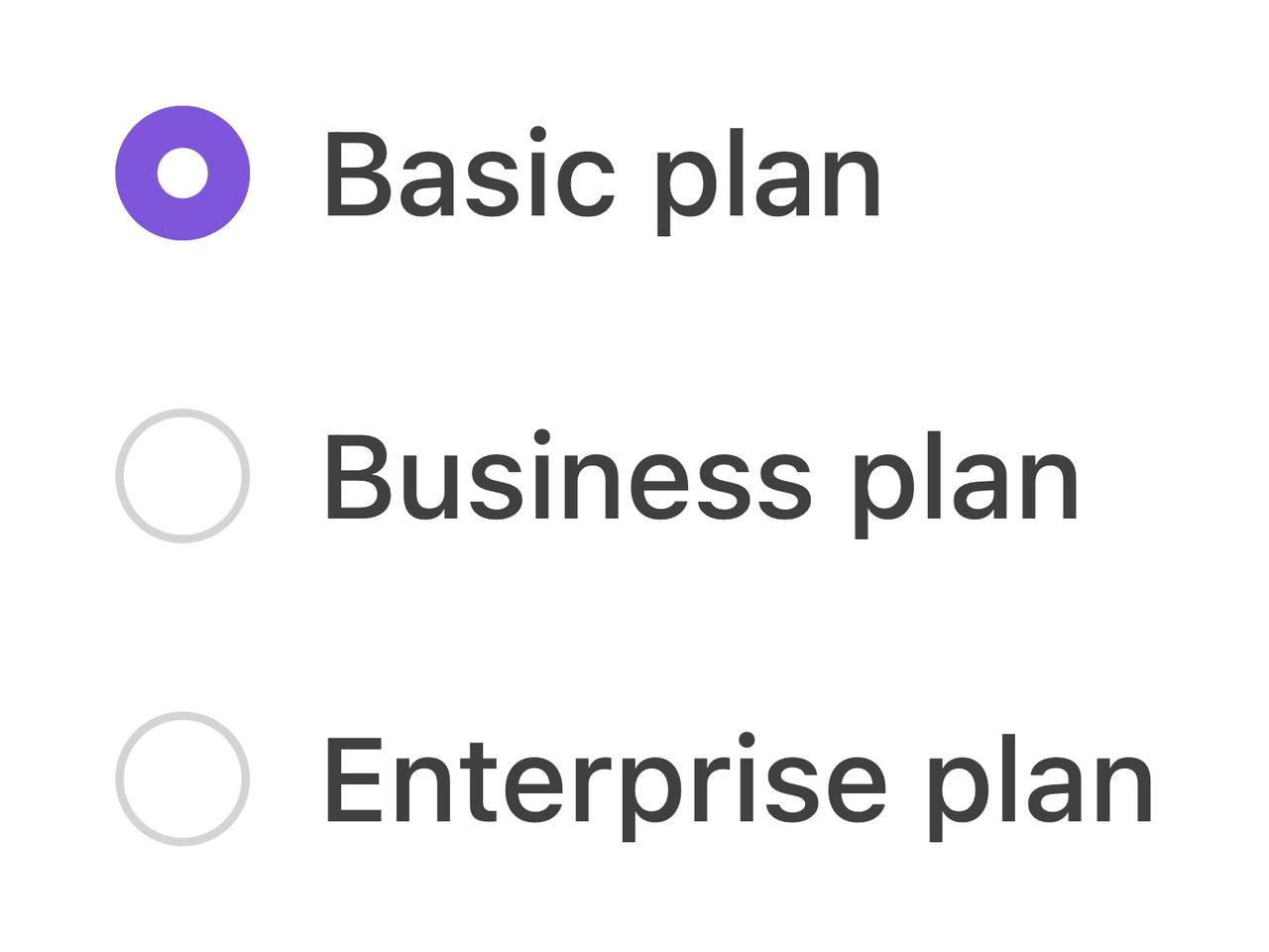 Radio buttons with label only preview