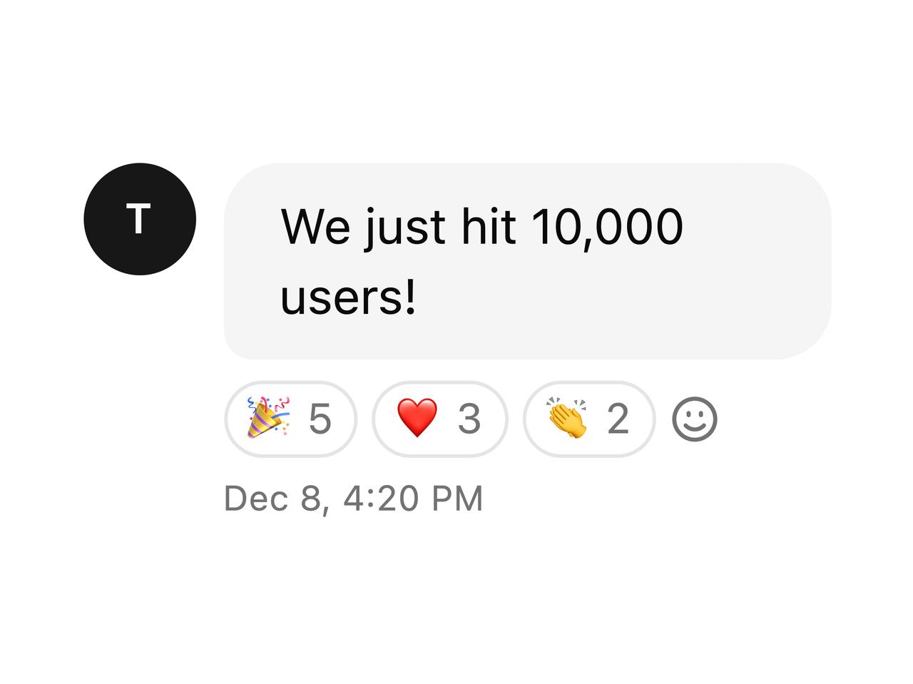 Message bubble with reactions preview