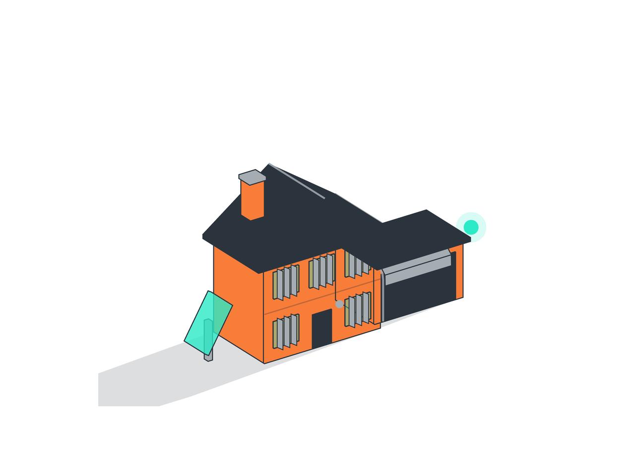 Isometric house at dusk preview