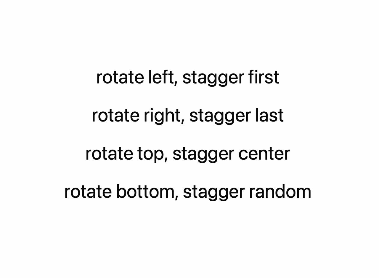 Stagger directions showcase preview