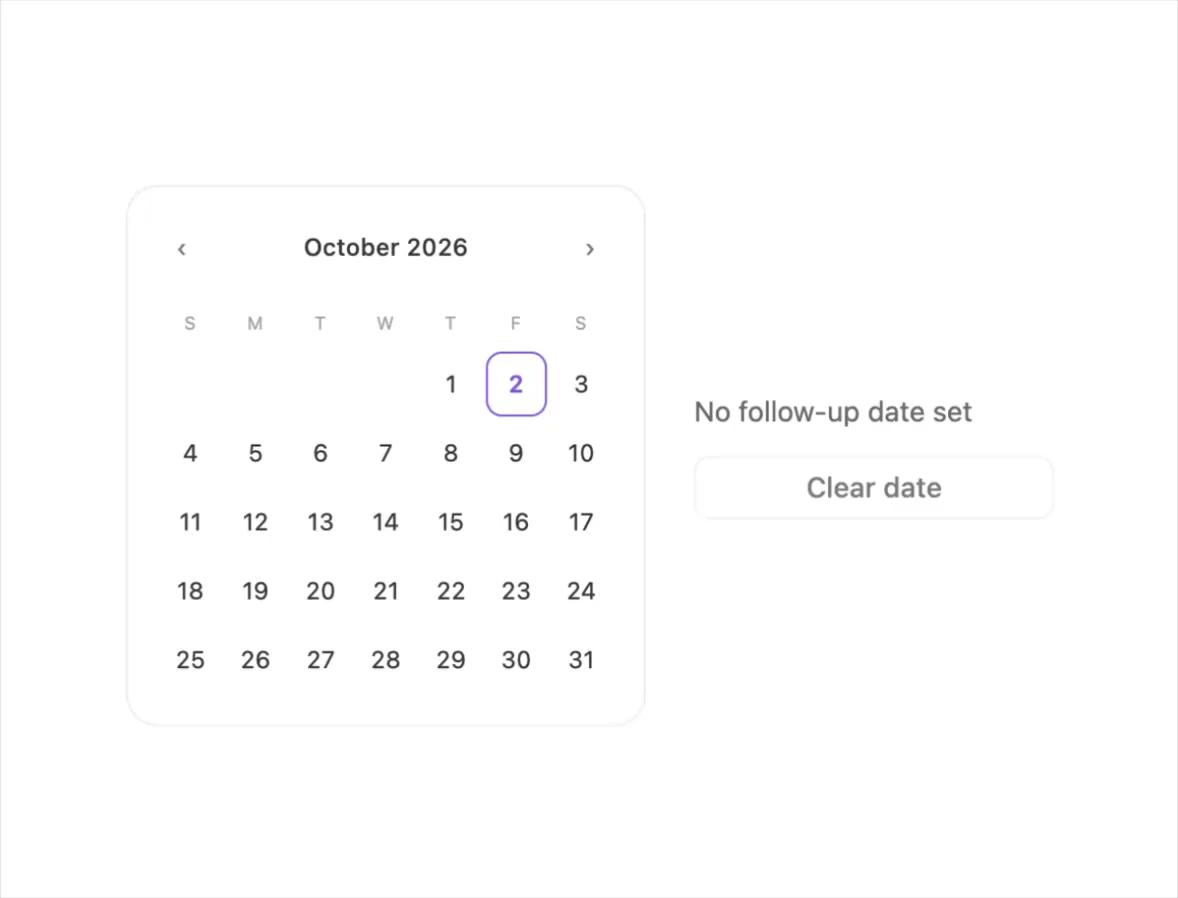 Controlled follow-up date calendar preview