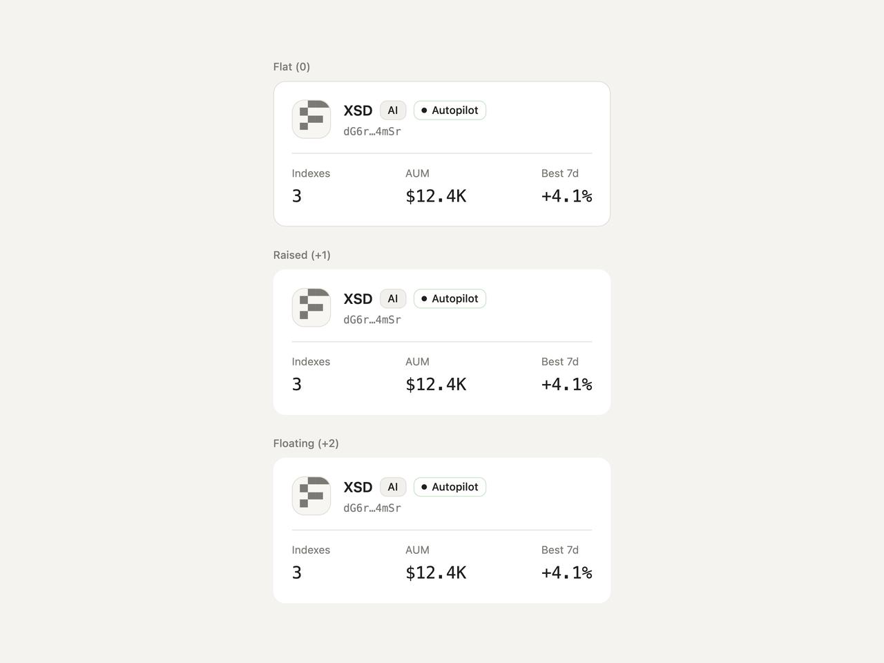 Agent card elevation levels preview