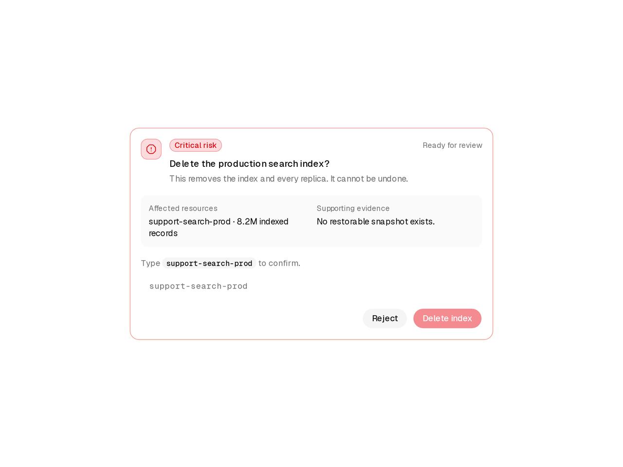 Critical with typed confirmation preview