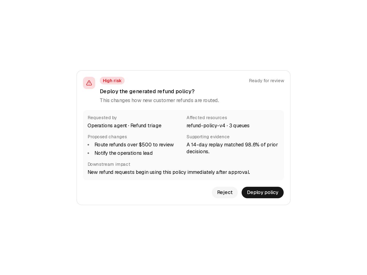 Approval Card — default preview