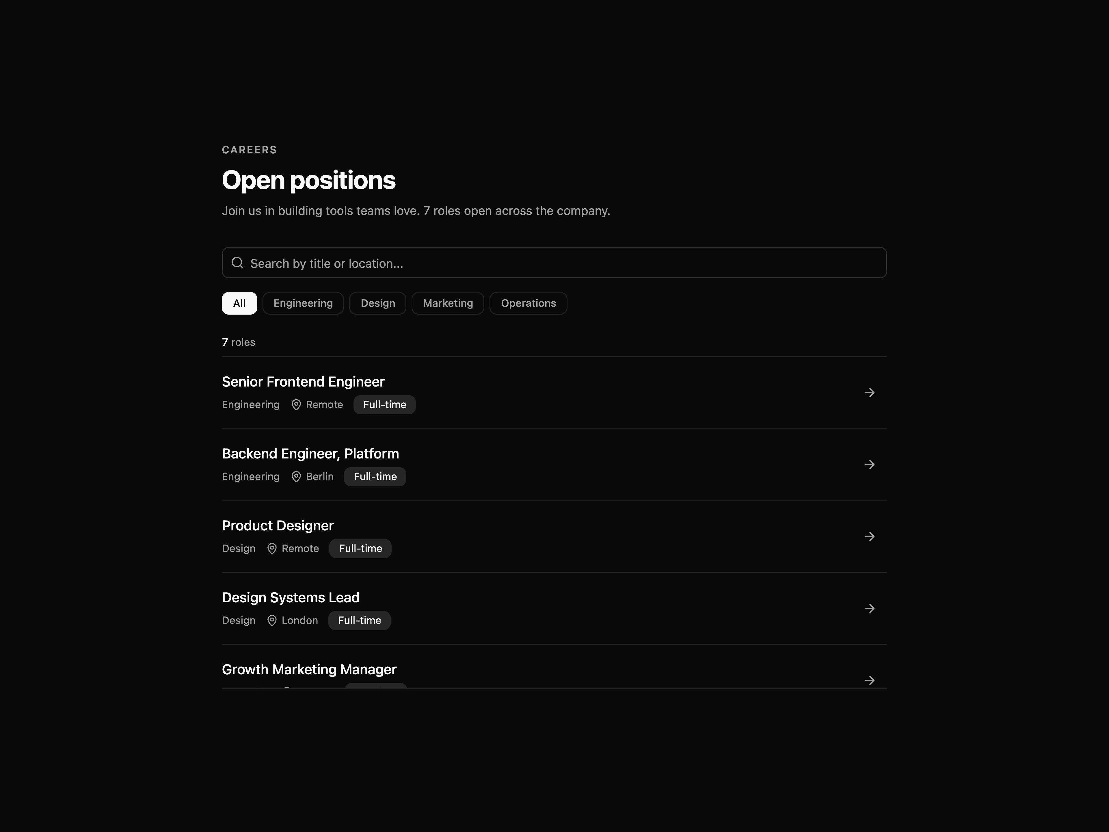 Filterable Jobs Board