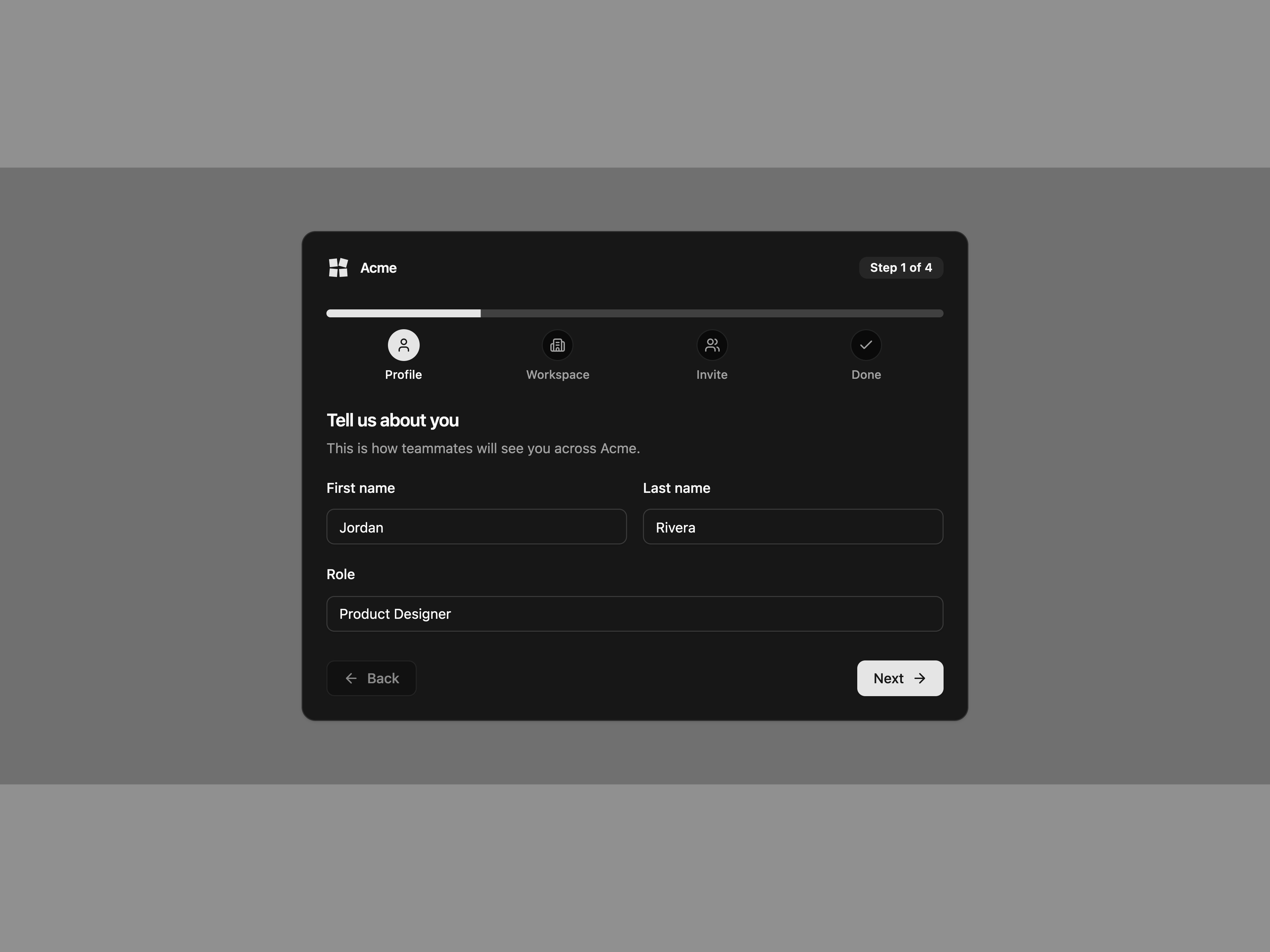 Multi Step Setup Wizard