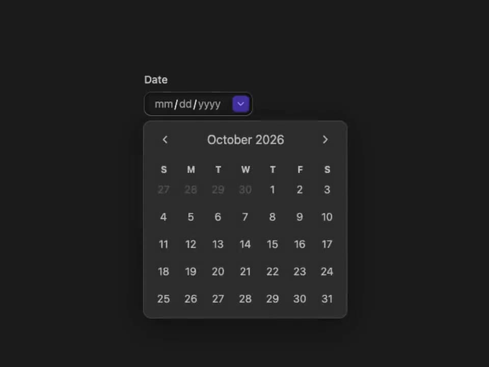 React Aria DatePicker