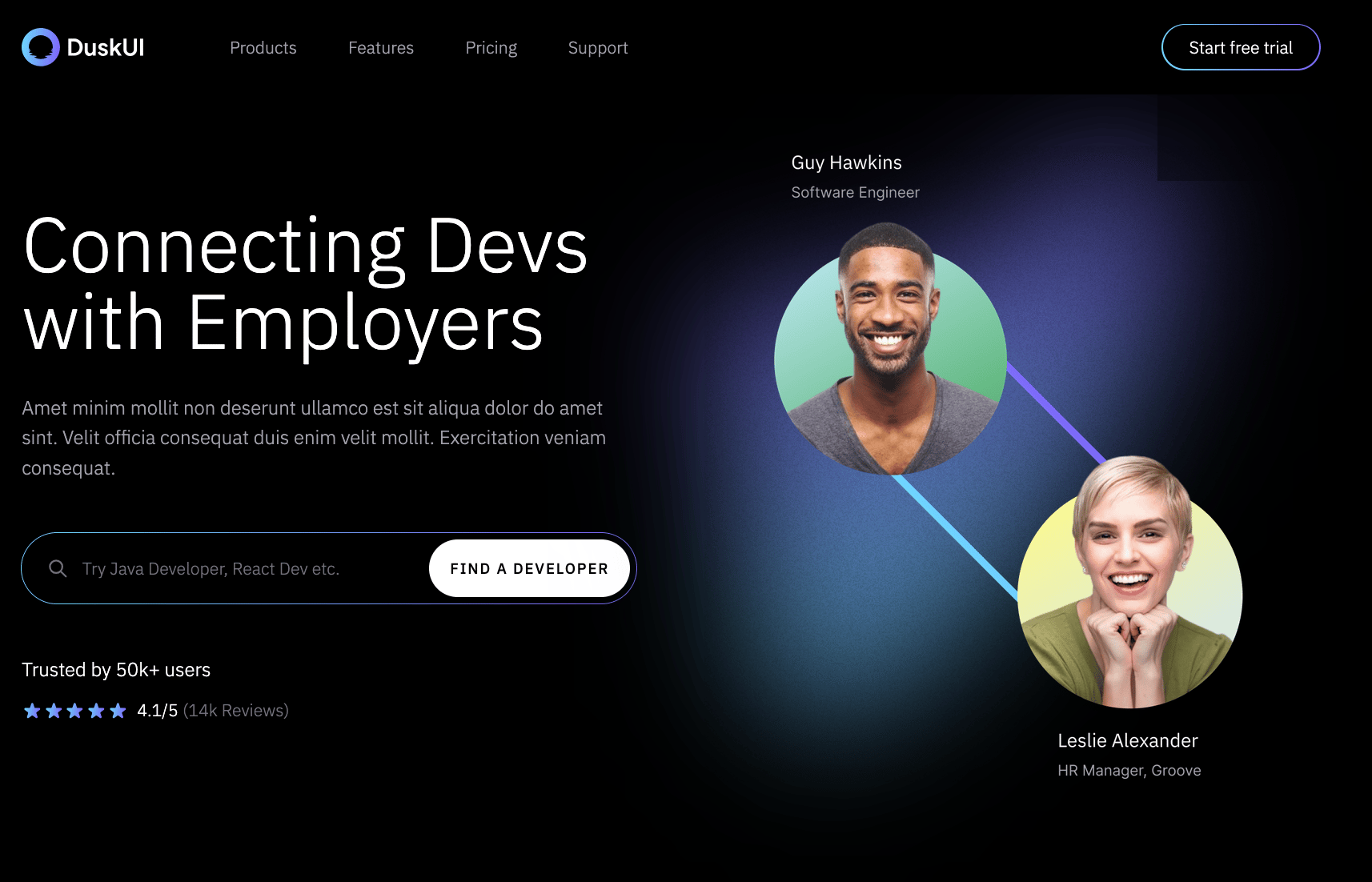 Hero Gradient with Search