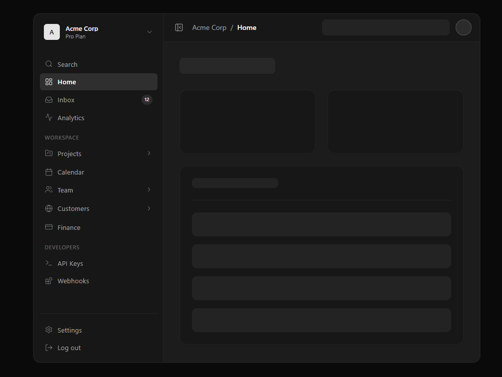 Dashboard Sidebar