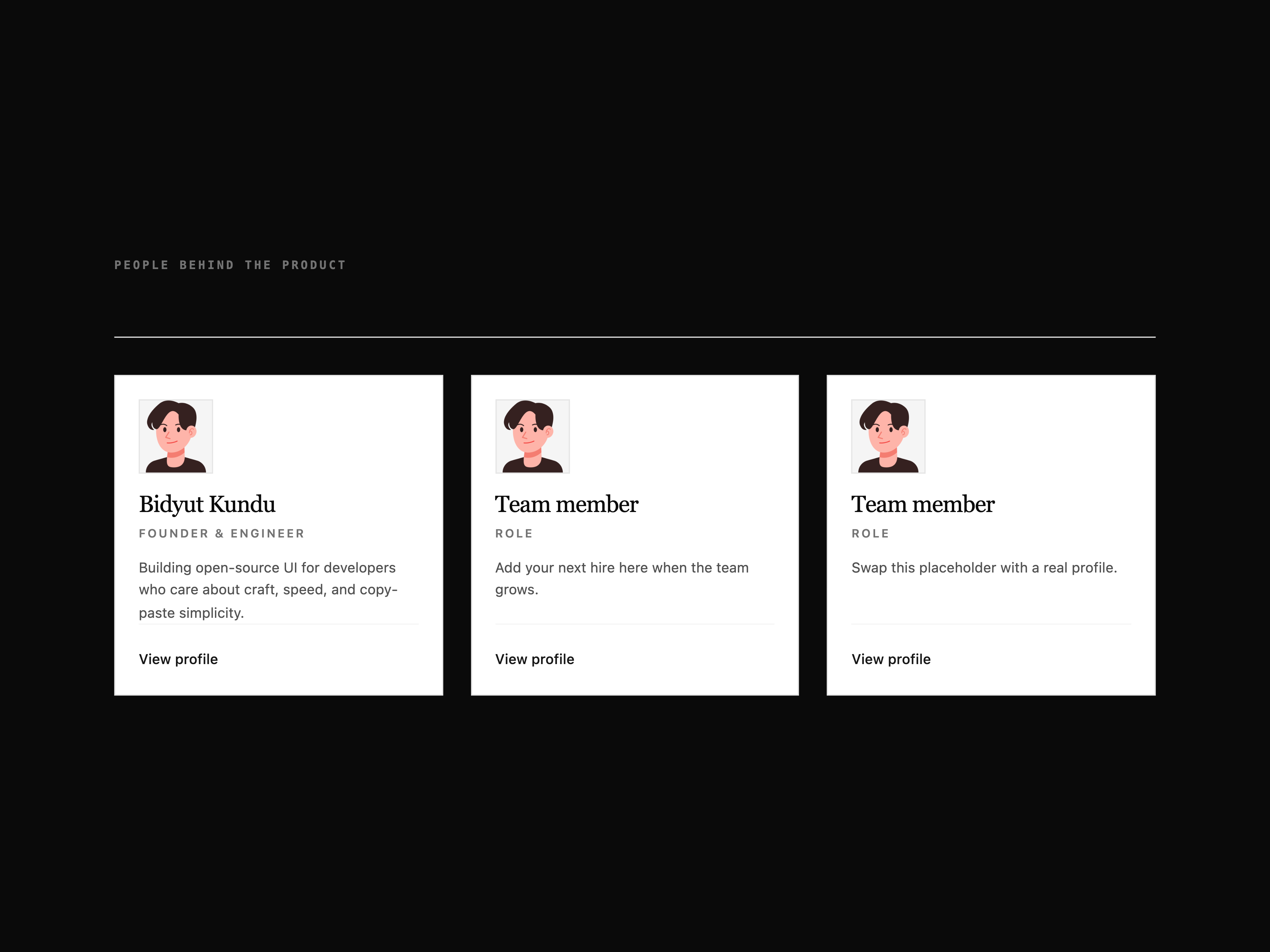 Team Member Profile Grid