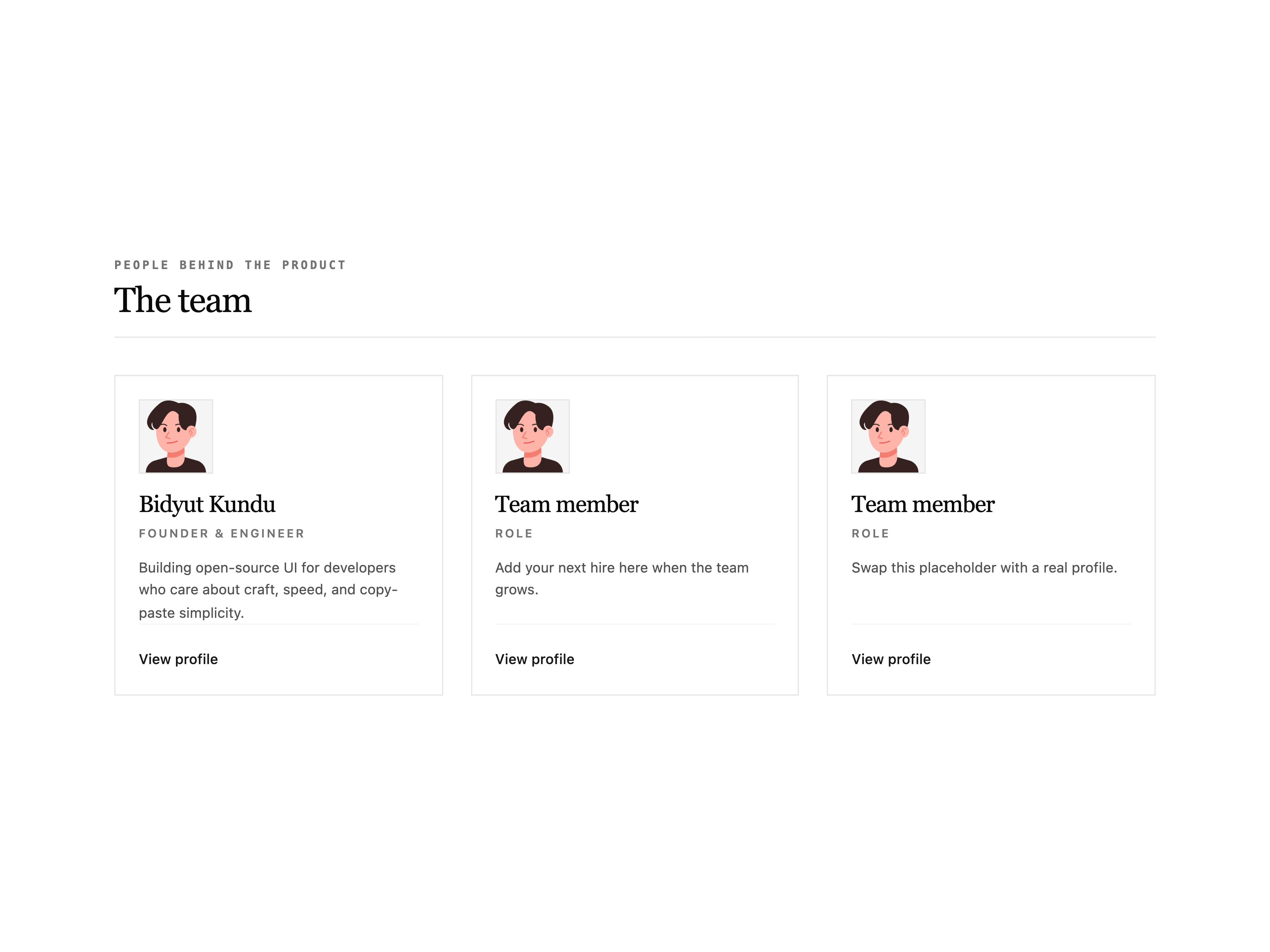Team Member Profile Grid