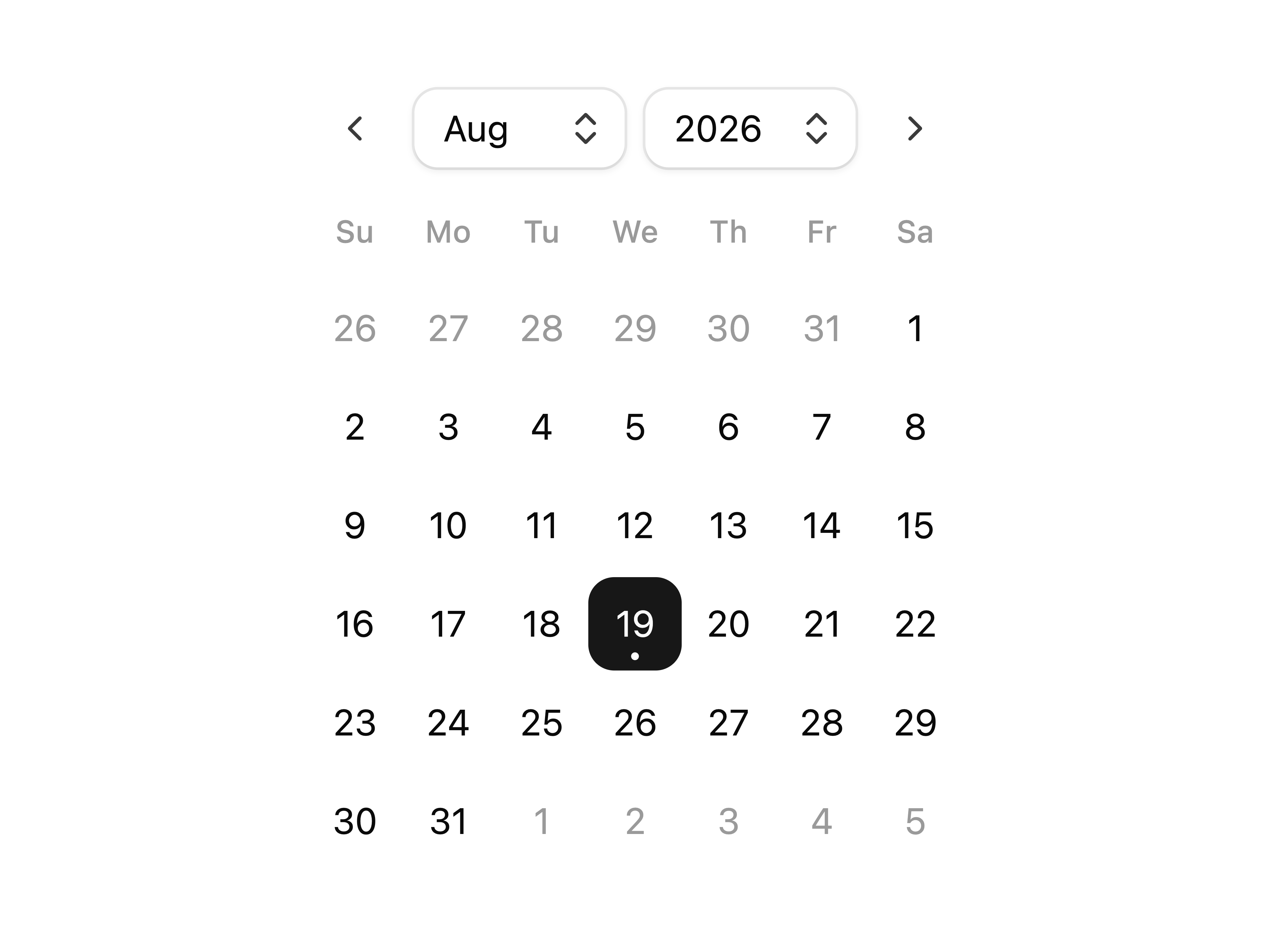 Calendar with Custom Select Dropdown