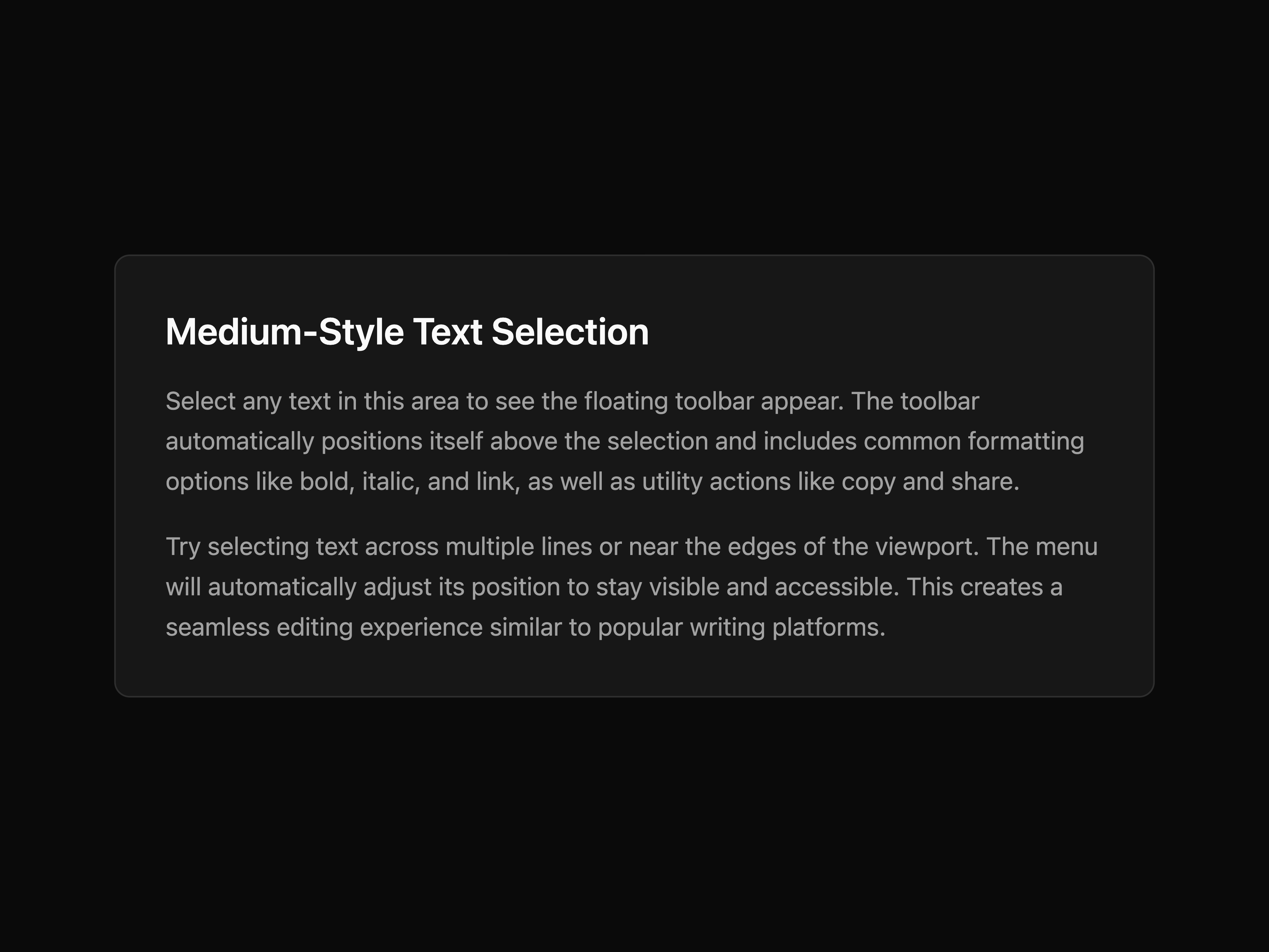 Selection Toolbar
