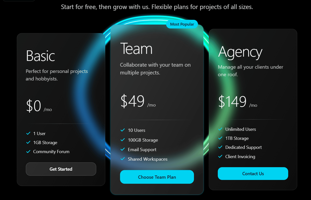 Animated Glassy Pricing
