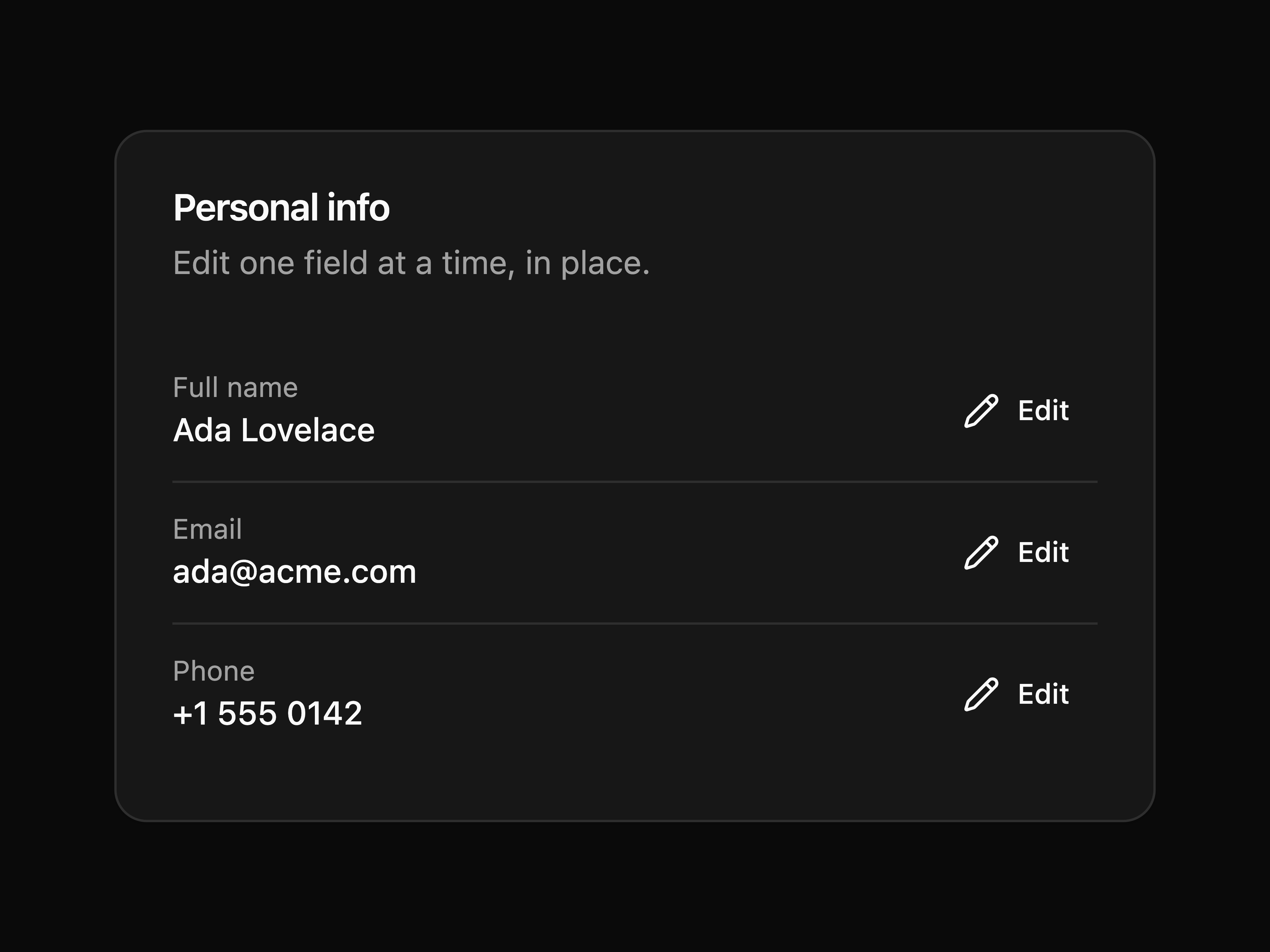 Inline Edit Settings