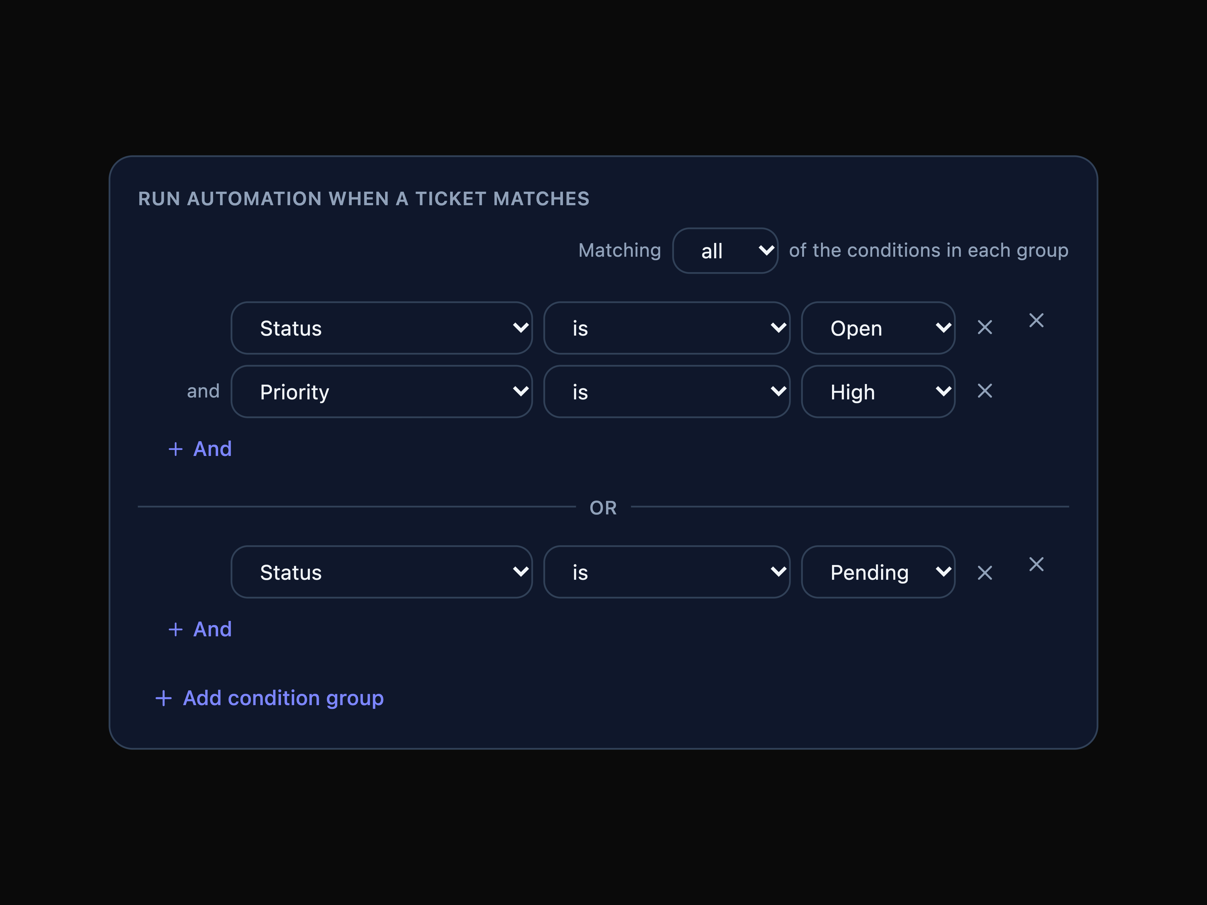 Condition Groups Builder