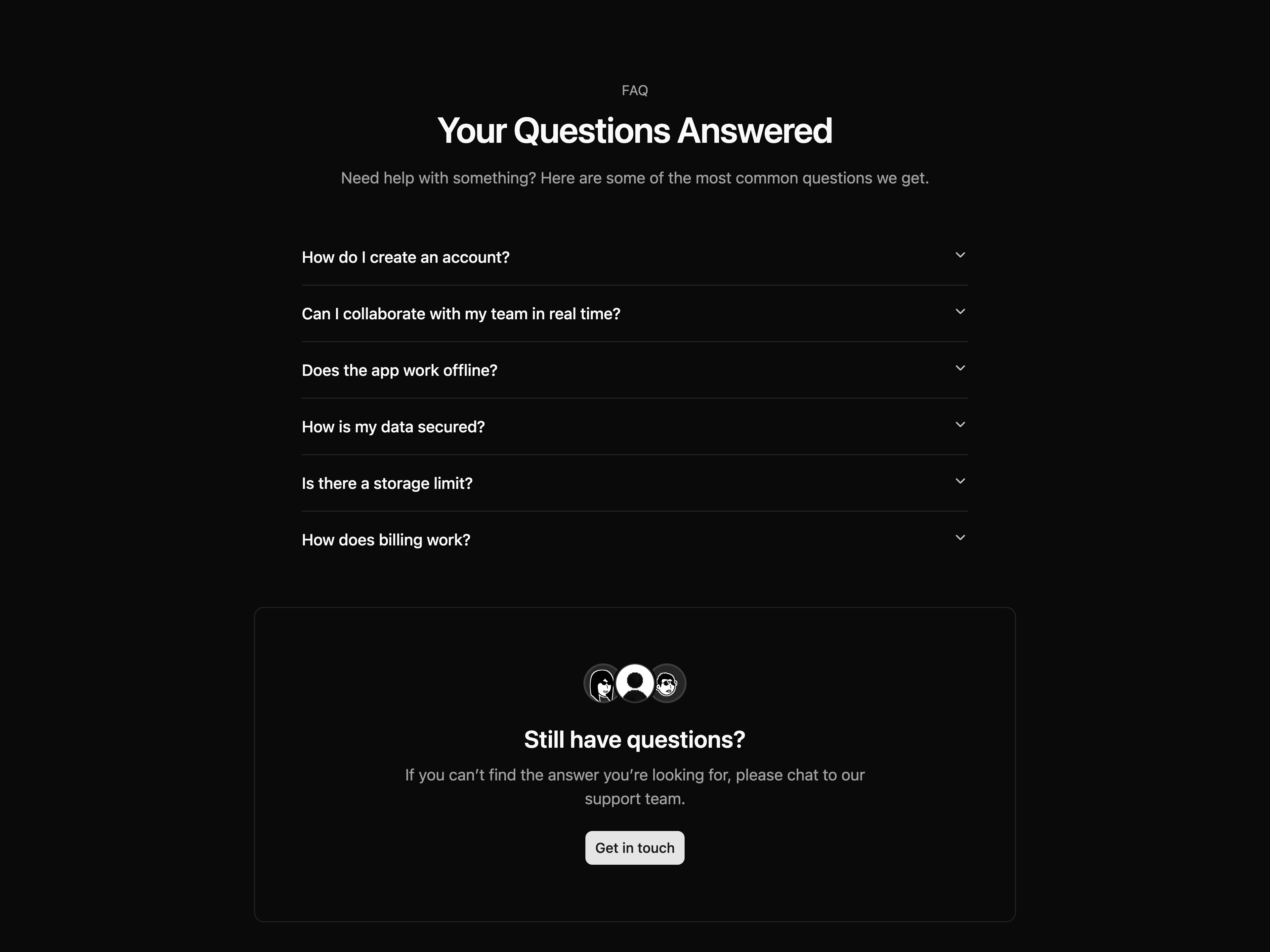 FAQ Accordion Section