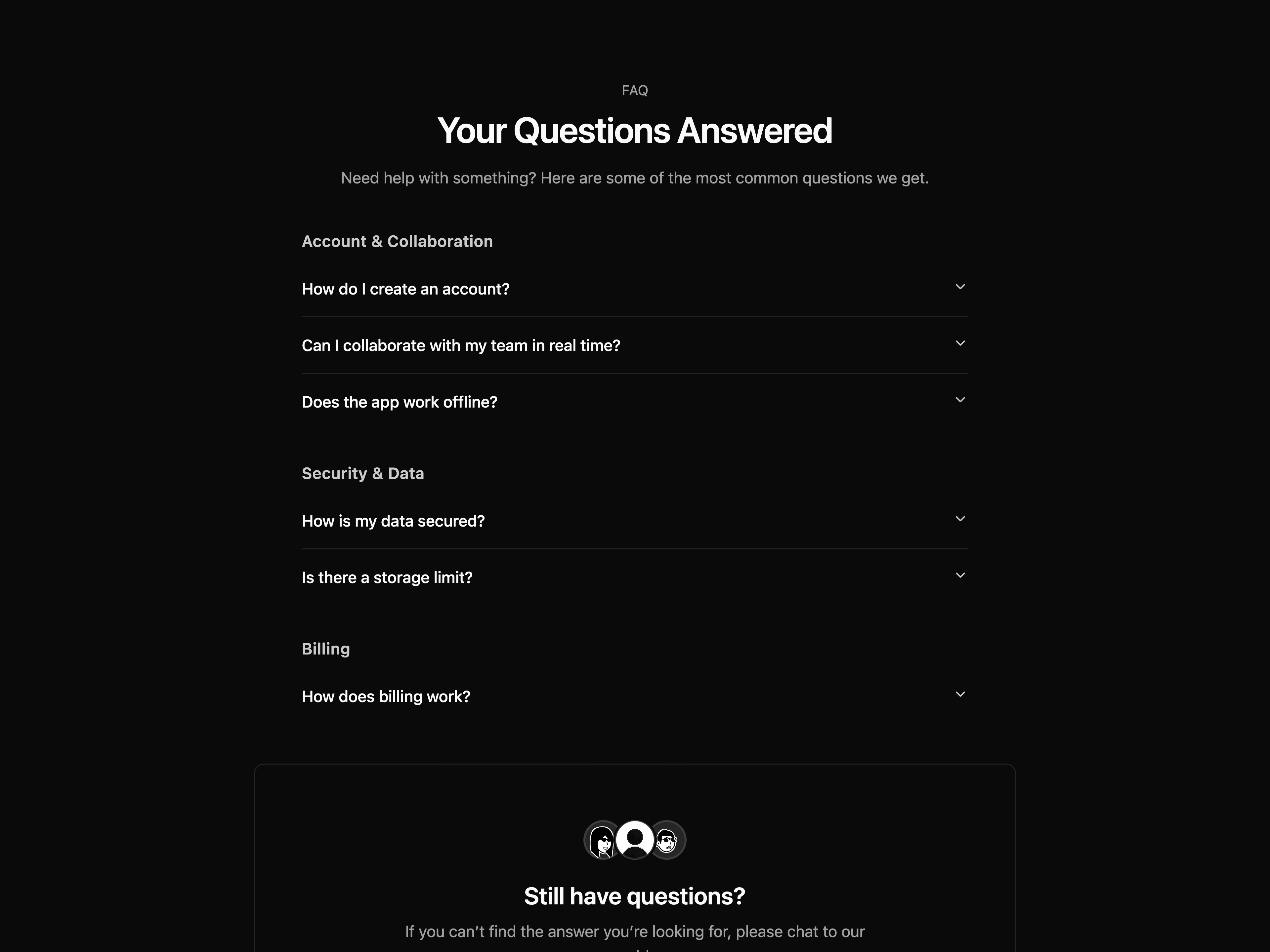 Categorized FAQ Section