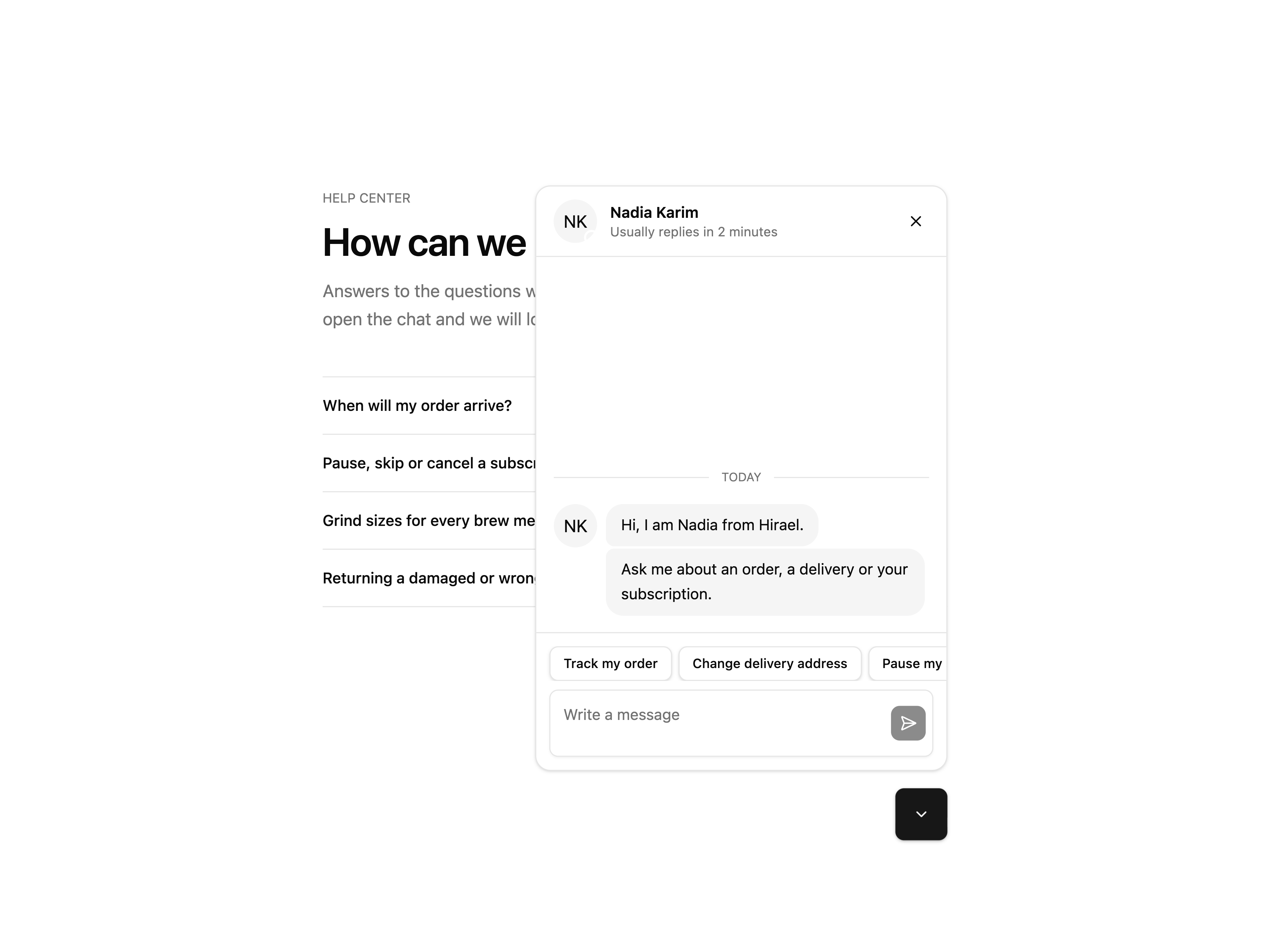 Support Chat Widget