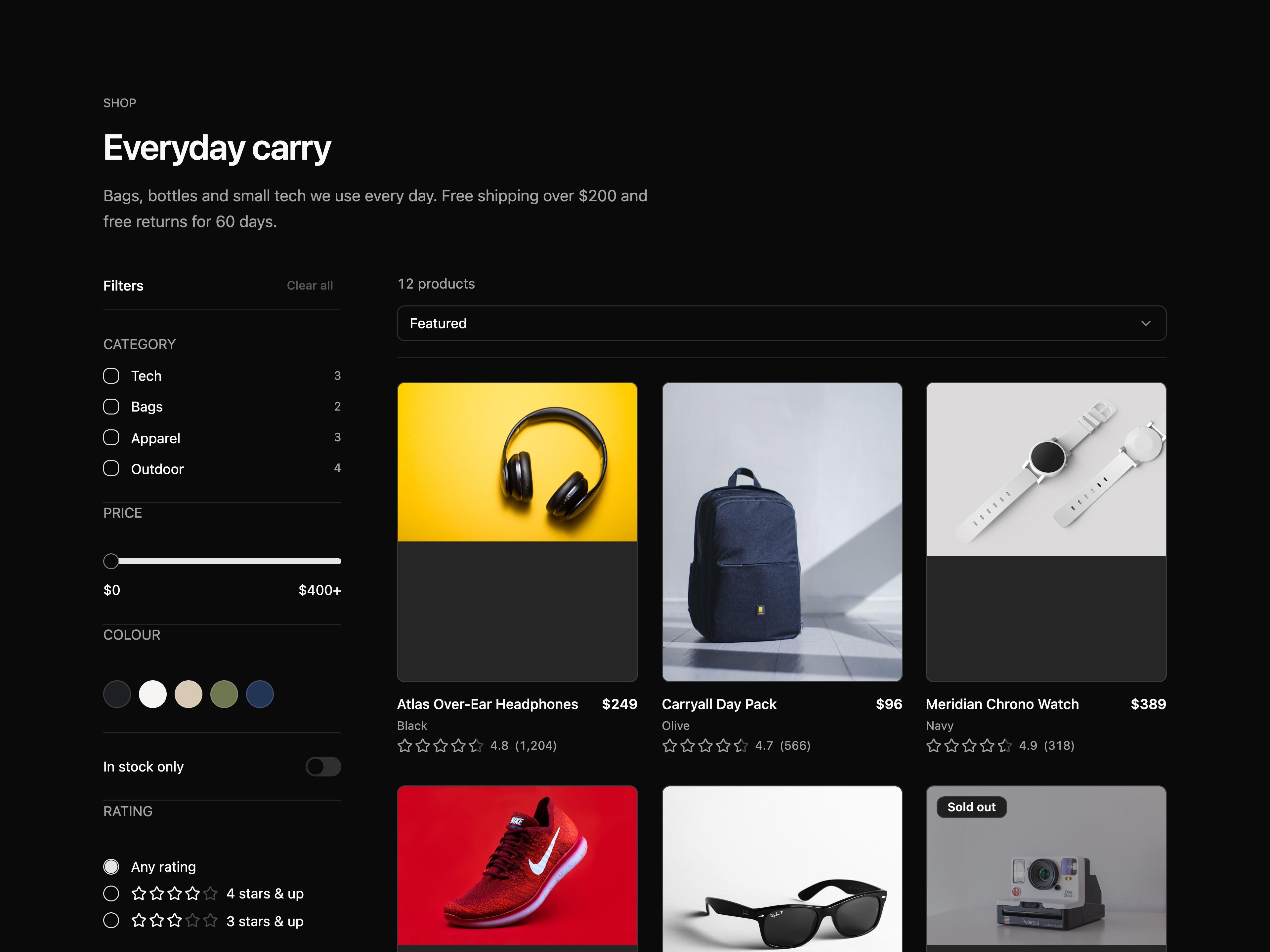 Ecommerce Category Page