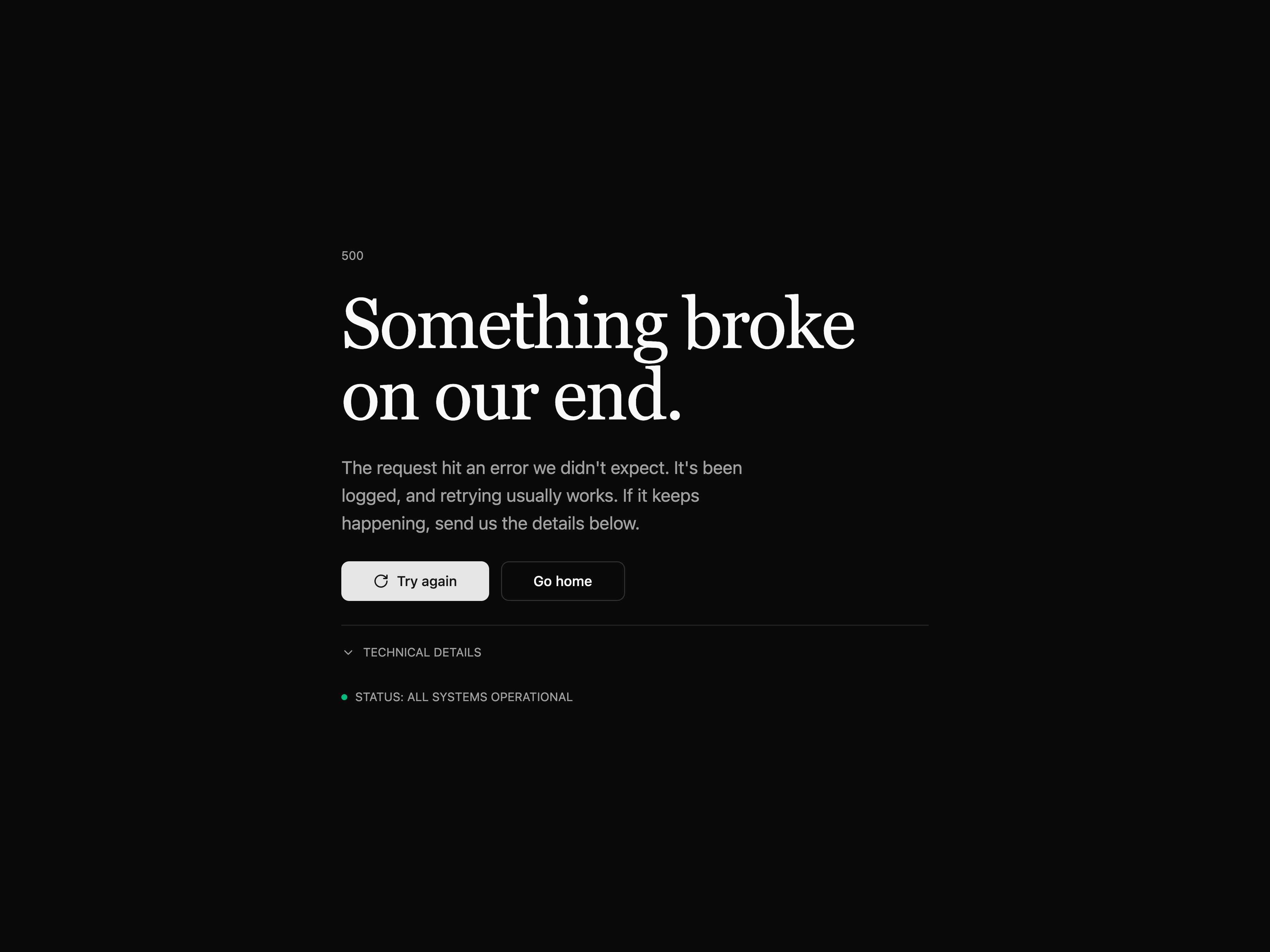 Error 500 Page