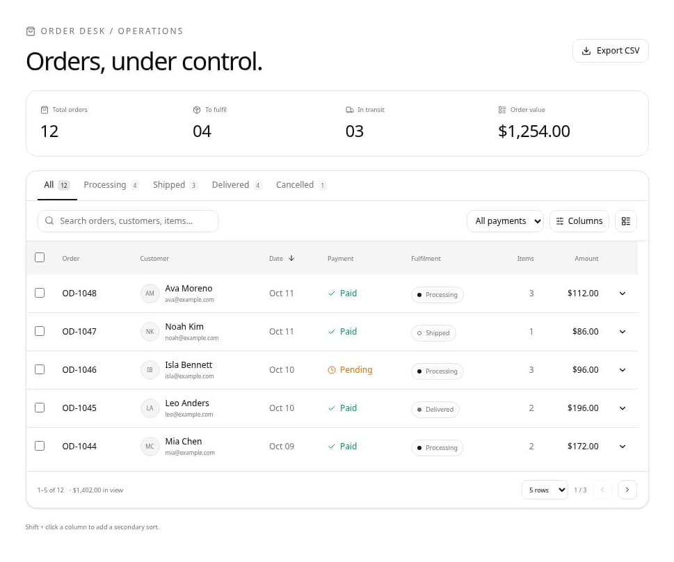 Order Desk