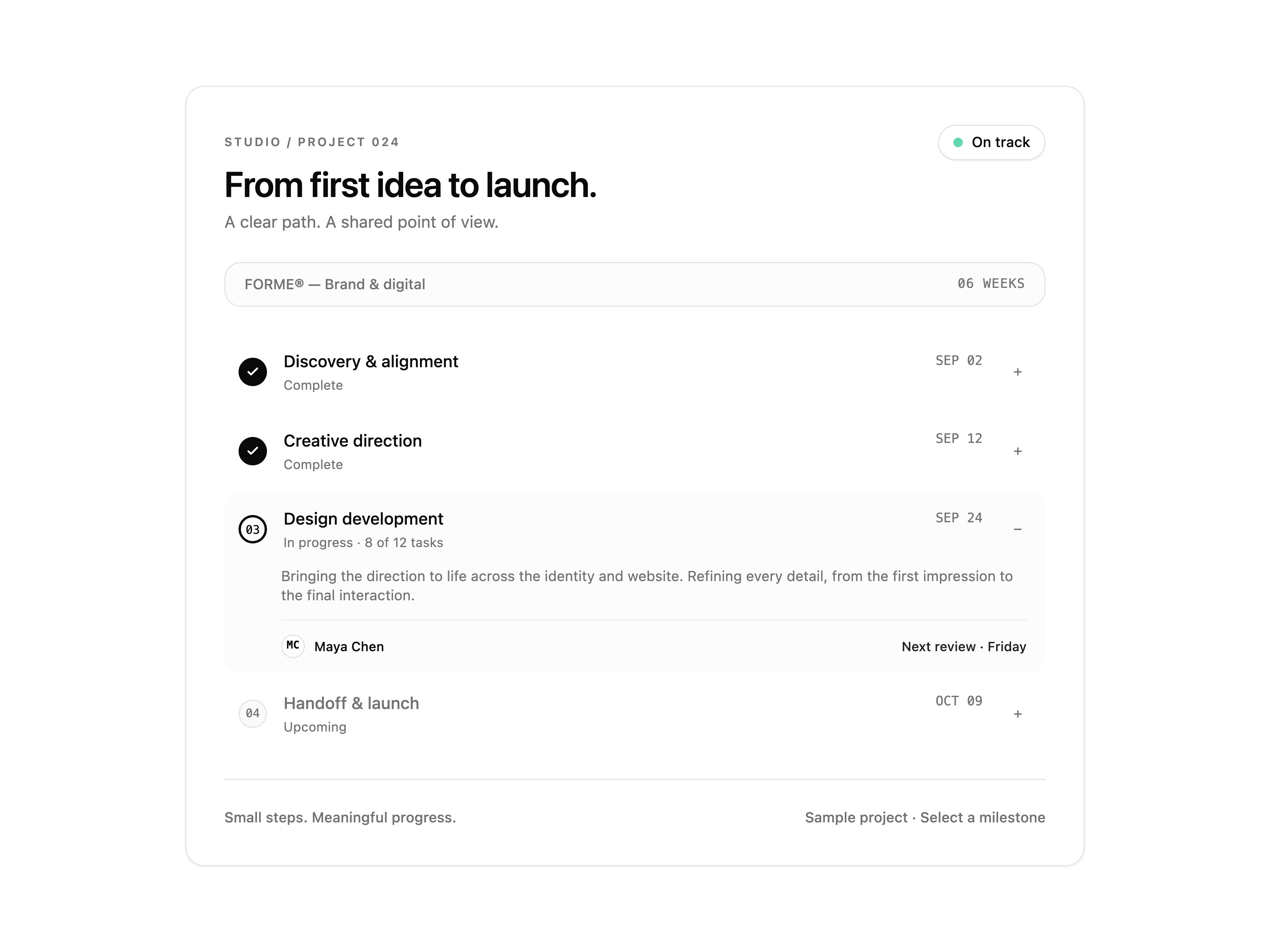 Project milestones