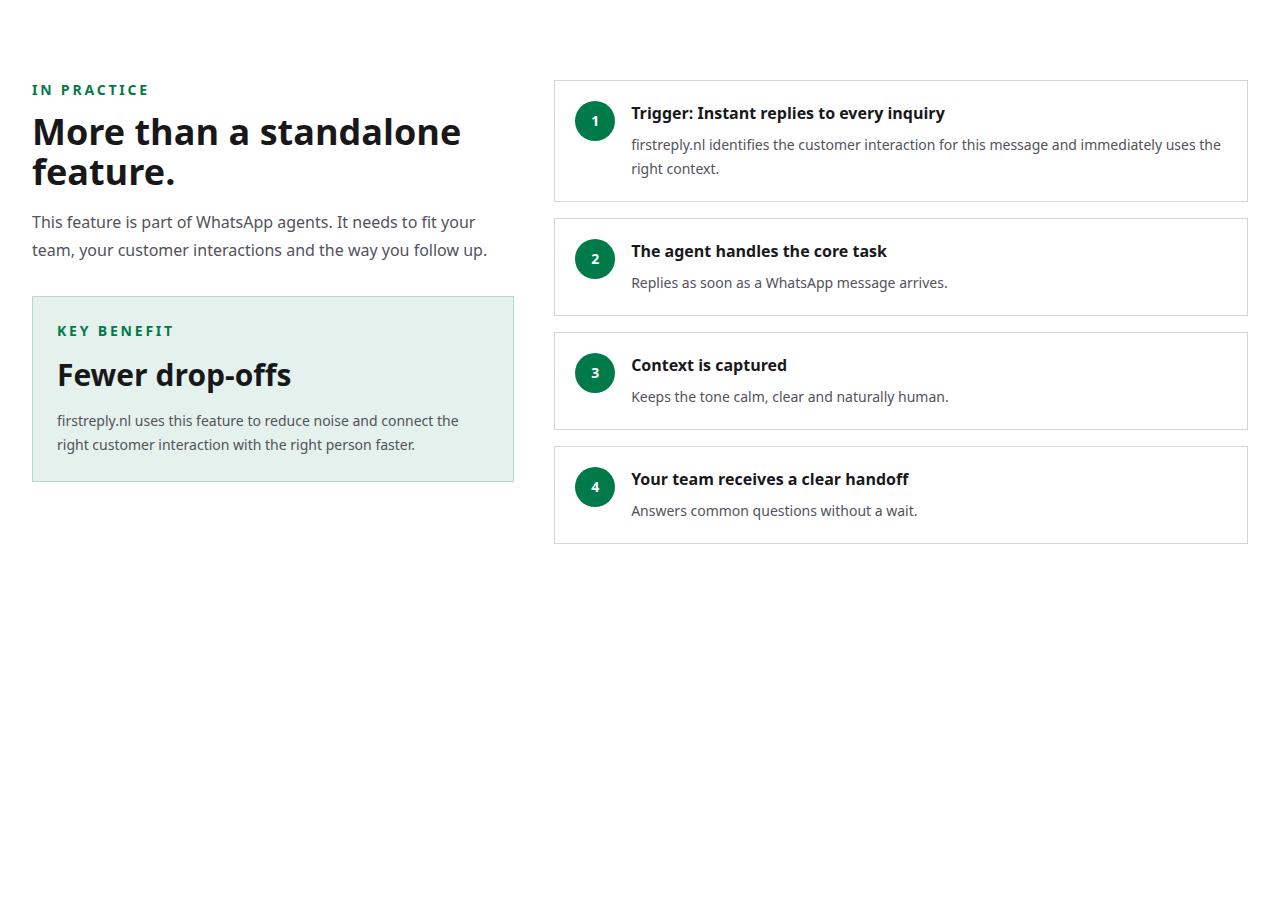 FirstReply Product Detail flow