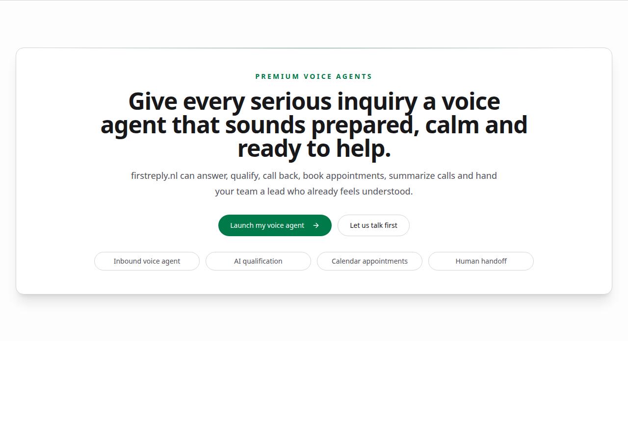 FirstReply Voice Call to Action